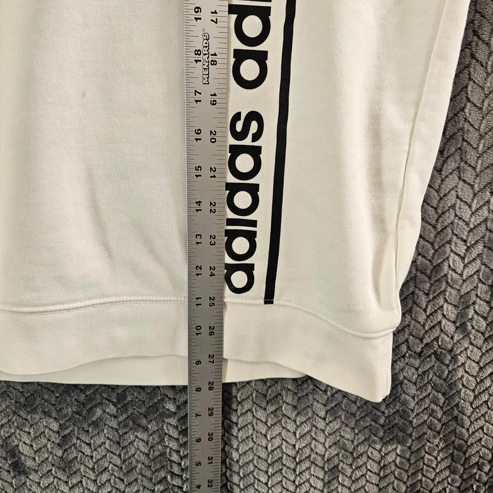 Adidas Mens White Vertical Logo‎ Tape Crewneck Sweatshirt Medium Pullover